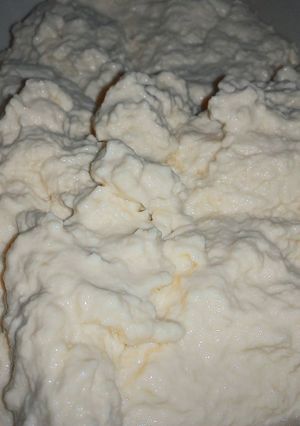 A picture of Super Easy Homemade Ricotta Cheese.