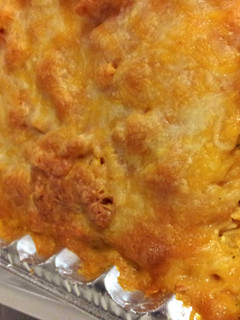 A picture of Mexican cheesey chicken casserole.