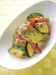 A picture of Zucchini and Chicken in Miso and Mayonaise.