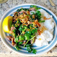 A picture of Marinated Beef Vegetable Stir Fry & Rice.
