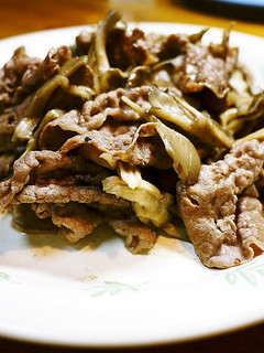 A picture of Beef and Maitake Mushroom Stir Fry with Butter Soy Sauce.