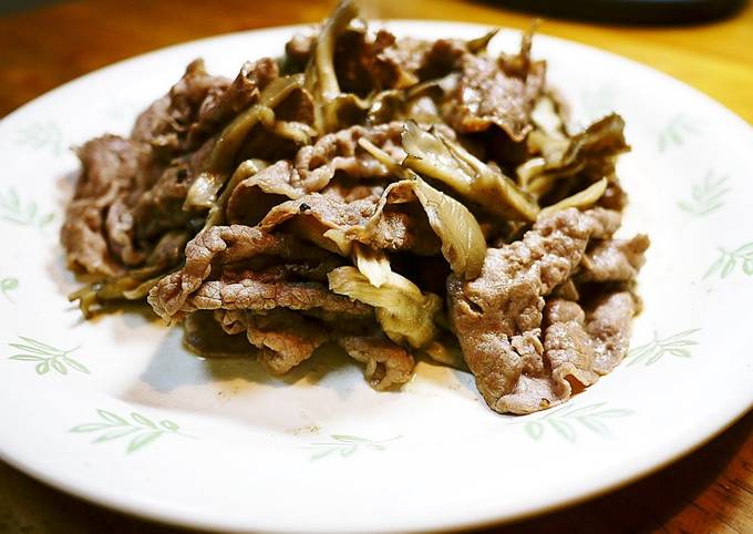 Beef and Maitake Mushroom Stir Fry with Butter Soy Sauce