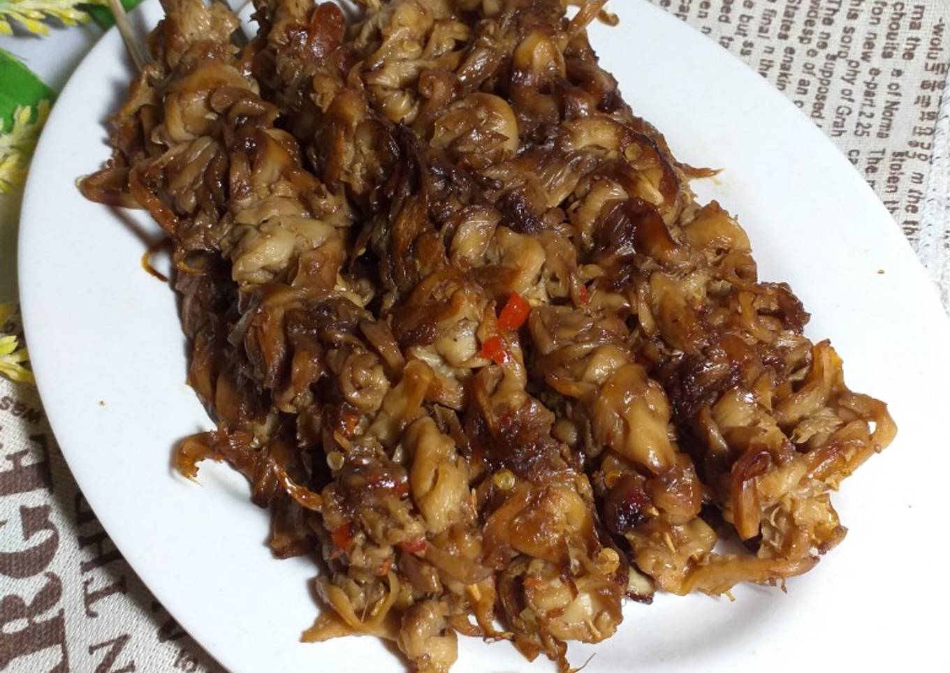25. Sate jamur tiram pedas