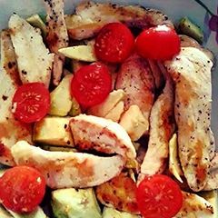 A picture of Healthy avocado & chicken salad..