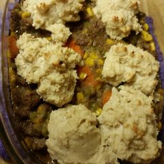 A picture of Beef Pot Pie with Drop Biscuits.
