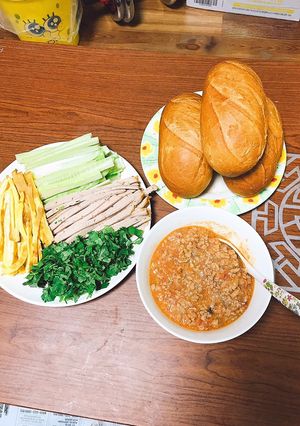 A picture of Bánh mì with Ground Pork (No Liver Pâté).