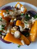 Roasted Butternut Squash and Red Onions with Tahini sauce