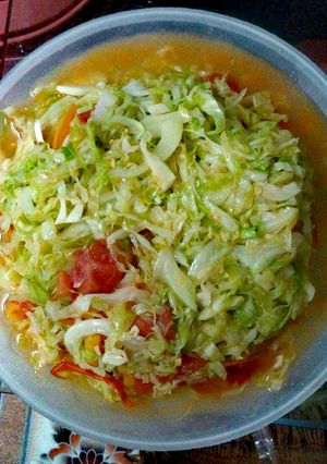 Hình của món Bắp cải xào chay.