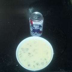 A picture of Smokey Blue Ribbon Cheese Soup.