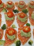 Salmon Sashimi with Avocado Dip