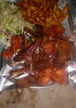 A picture of Chicken pepper with cabbage.