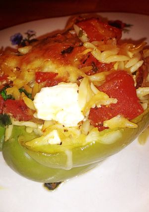 A picture of Greek Style Stuffed Peppers.