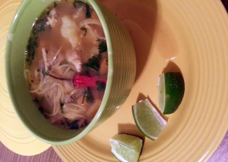 Homemade Spanish home-made Chicken Noodle Soup (sopa de Pollo)