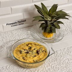 A picture of Kerala Style Sweet & Tangy Pineapple Pachadi – Onam Sadhya Special.