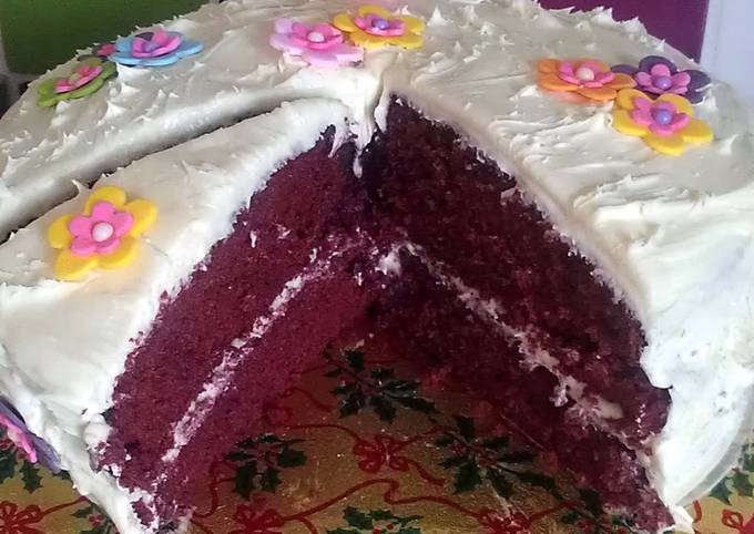 vickys red velvet cake with cream cheese frosting gf df ef sf nf recipe main photo