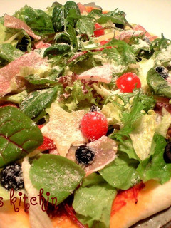 A picture of Salad Topped Pizza.