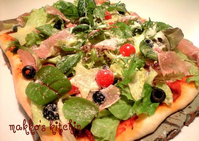 Salad Topped Pizza