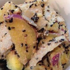A picture of Sweet Potato and Burdock Root Salad with Lots of Sesame Seeds.