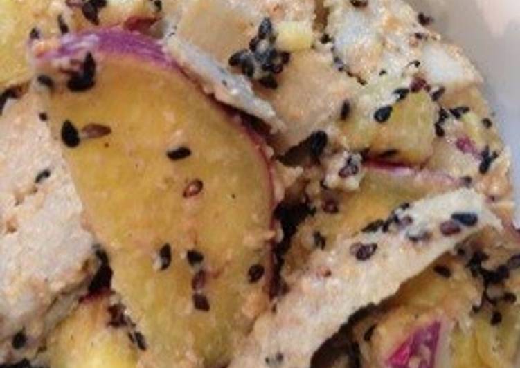 Steps to Make Quick Sweet Potato and Burdock Root Salad with Lots of Sesame Seeds