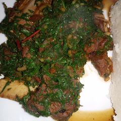 A picture of Tumbukiza (Beef with Spinach).