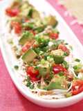 Chinese Style Tofu Somen Noodles with Avocado and Tomato