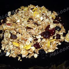 A picture of Dark chocolate and berry granola crumble.