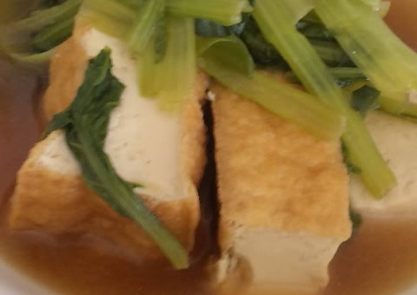 Simple Simmered Komatsuna and Atsuage
