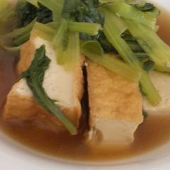 A picture of Simple Simmered Komatsuna and Atsuage.