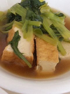 A picture of Simple Simmered Komatsuna and Atsuage.