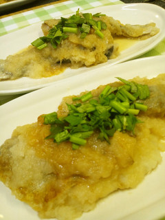 A picture of Cod Simmered with Daikon Radish.
