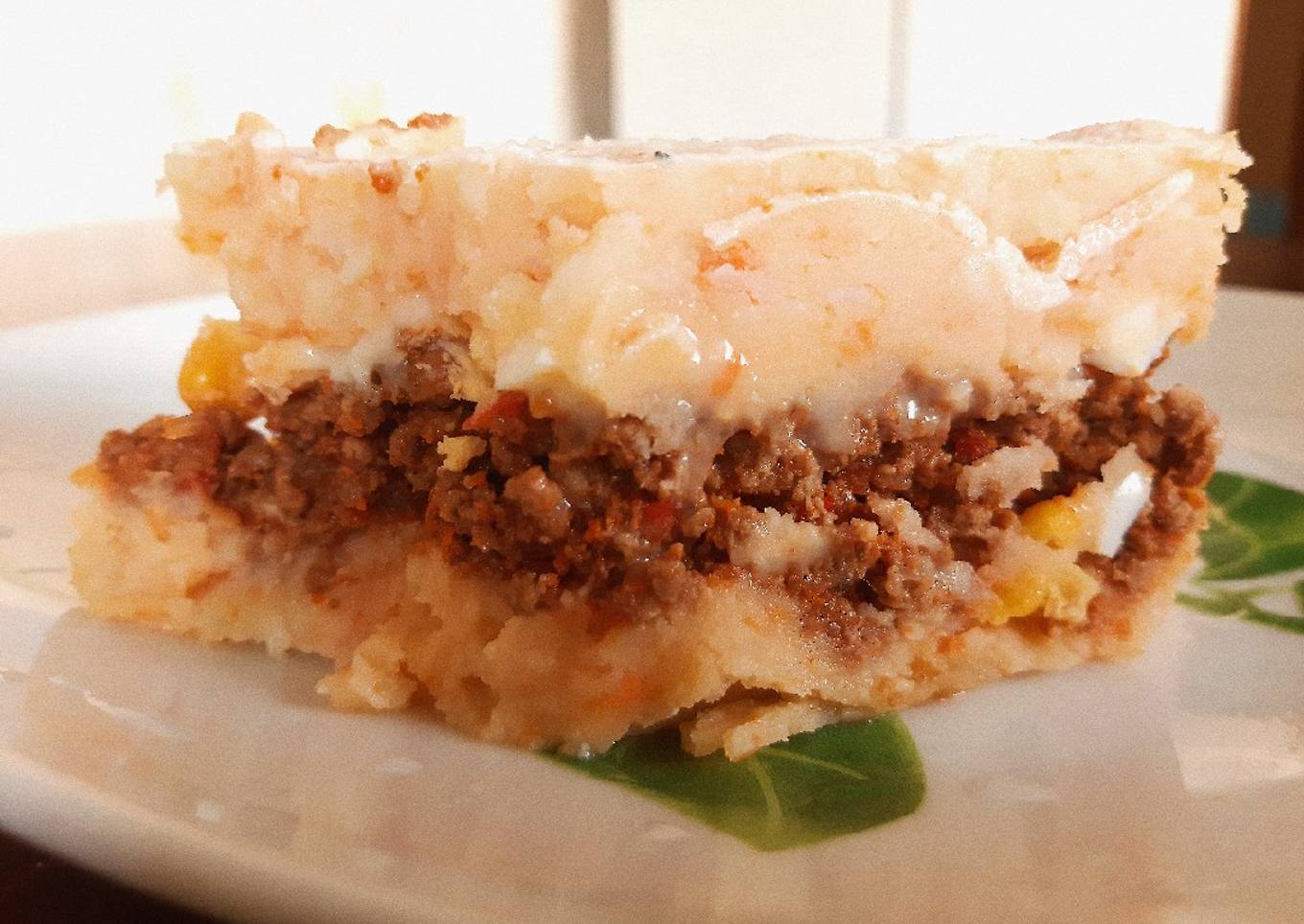 Pastel de carne con boniato y papas