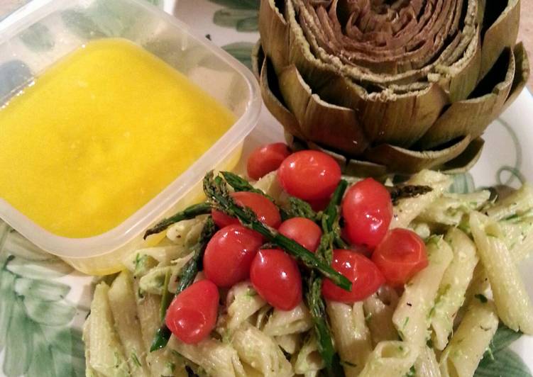 Steps to Make Speedy Penne and Asparagus Pesto