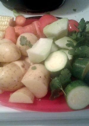 A picture of Caldo de pollo ( carribean style chicken soup/stew).