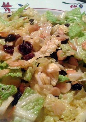 A picture of Savoy Cabbage with Almonds & Raisins (vegan).