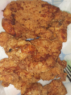 A picture of Sharon's golden fried TURKEY chops.