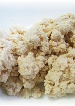 A picture of Cream Cheese made from Soy Milk!.