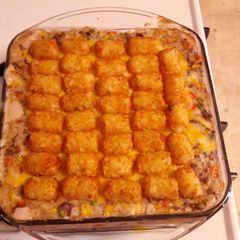 Tator Tot hotdish for ONE! (Unless you want to share) A picture of Tator Tot hotdish for ONE! (Unless you want to share).