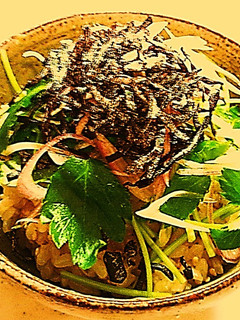 A picture of Egg over Rice with Shio-Kombu.