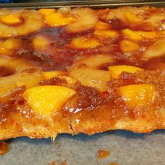A picture of Pineapple-Peach Upsidedown Cake.