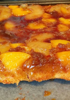 A picture of Pineapple-Peach Upsidedown Cake.