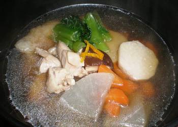 How to Cook Delicious Simple Chicken Ozoni Mochi Soup Kanto Style