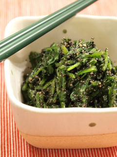 A picture of My Mother's Way Is To Use Black Sesame: Spinach With Sesame Sauce.