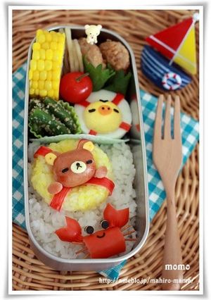 A picture of Charaben Rilakkuma made from Mini Sausages.