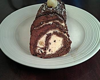 How To Cooking Recipe Chocolate Ice Cream  Roll Cake Very Delicious