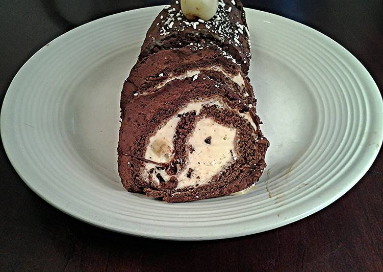 Chocolate Ice Cream Roll Cake Chocolate Ice Cream Roll Cake