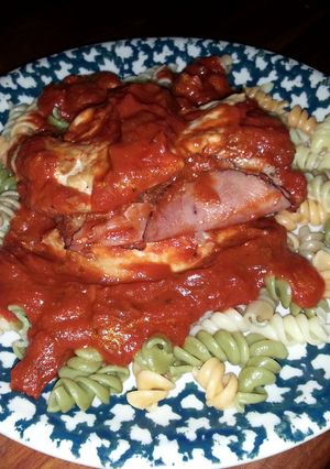 A picture of Stuffed Chicken Parmesan.