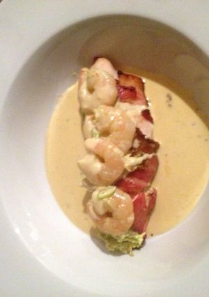 A picture of Chicken Stuffed With Avo And Philly With Creamy Garlic Sauce.