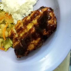 A picture of Pork Tonkatsu with Buttered Vegetables.