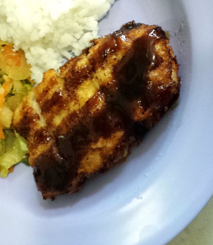 A picture of Pork Tonkatsu with Buttered Vegetables.