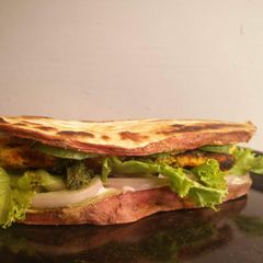 A picture of No-bread red bean patty subs!.